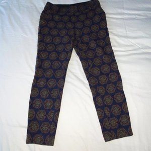 Ann Taylor LOFT Geometric Mandala Navy Pants size 2